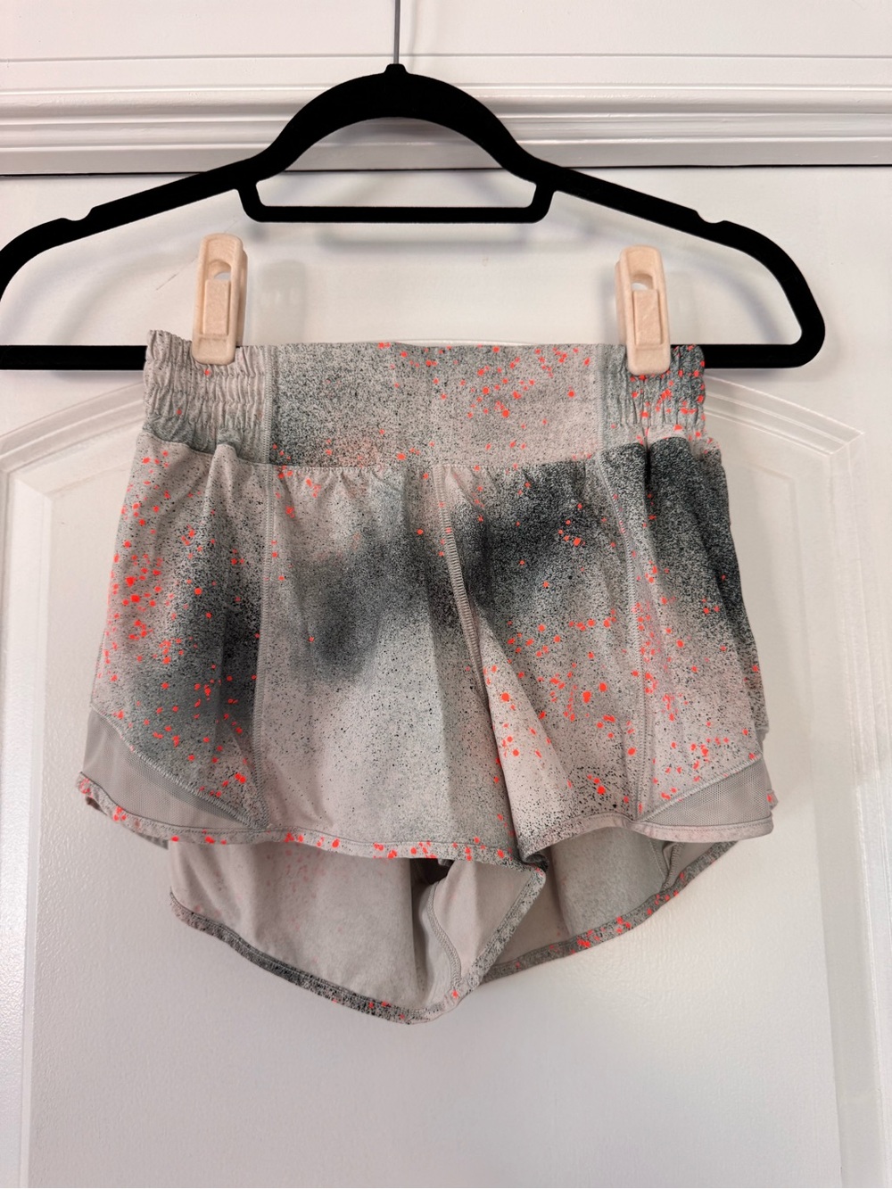 lululemon athletica Light Gray Shorts with Neon Coral Speckle